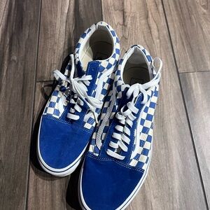 Blue and White Checkered Sneakers
